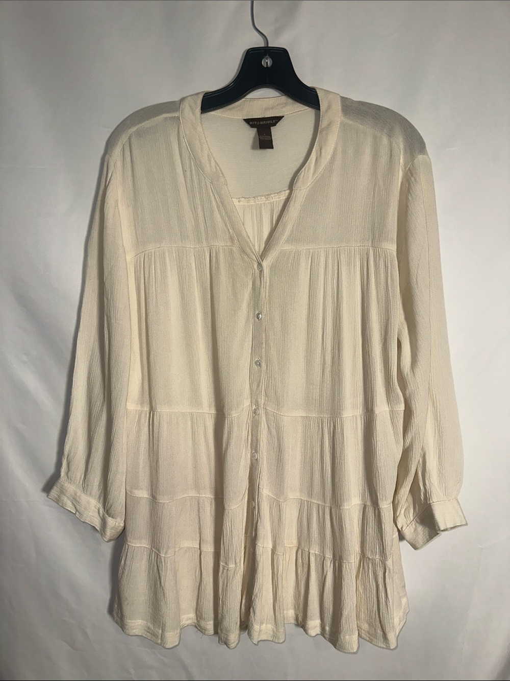 Bit & Bridle Cream Button-Front Tiered Tunic